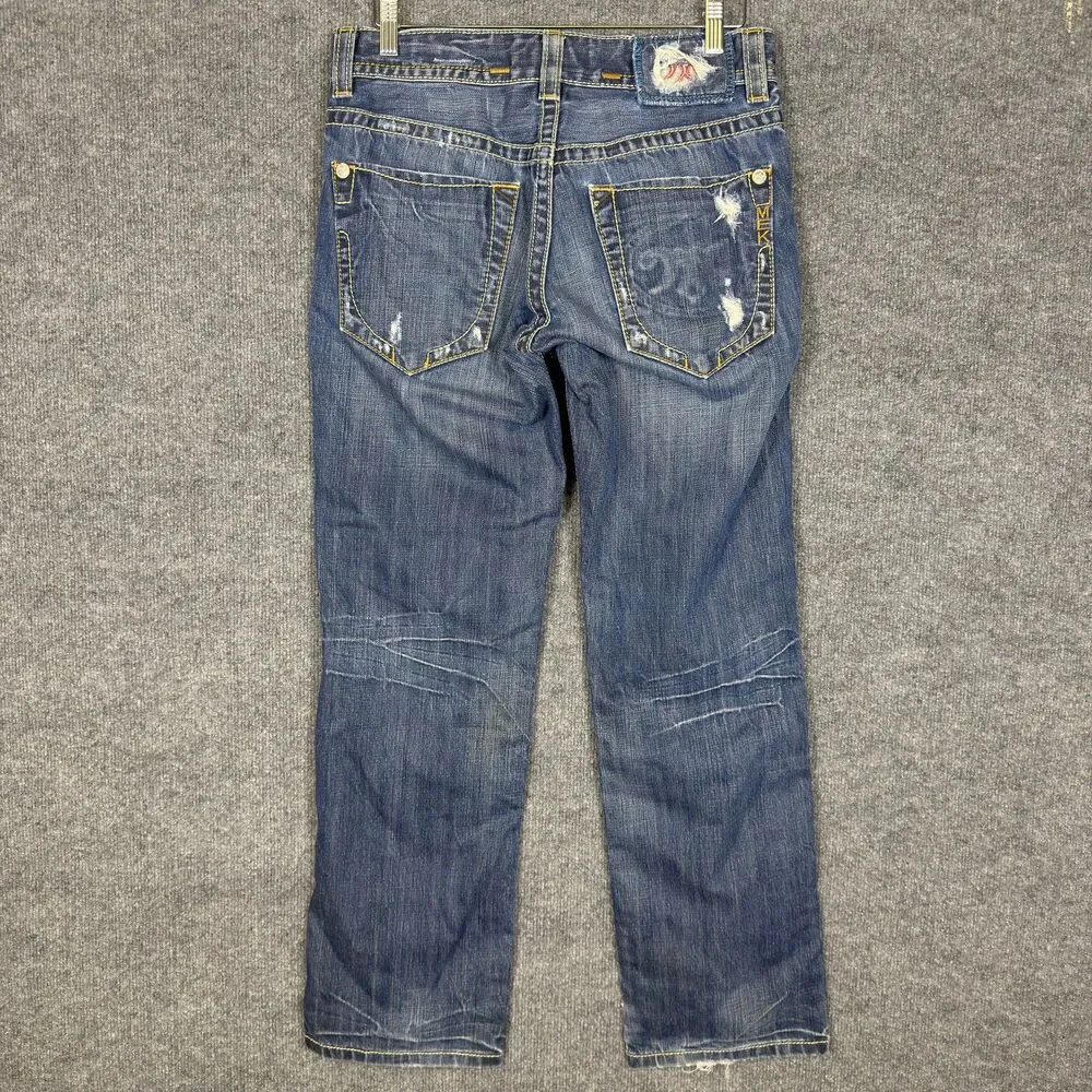 MEK Denim Mens Henderson Jeans 31x32 Straight Leg Medium Wash Button Fly